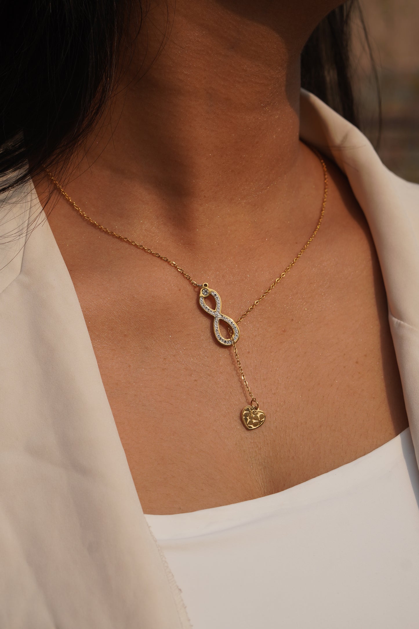 Stainless Steel Infinity Hanging Heart Necklace : Anti Tarnish