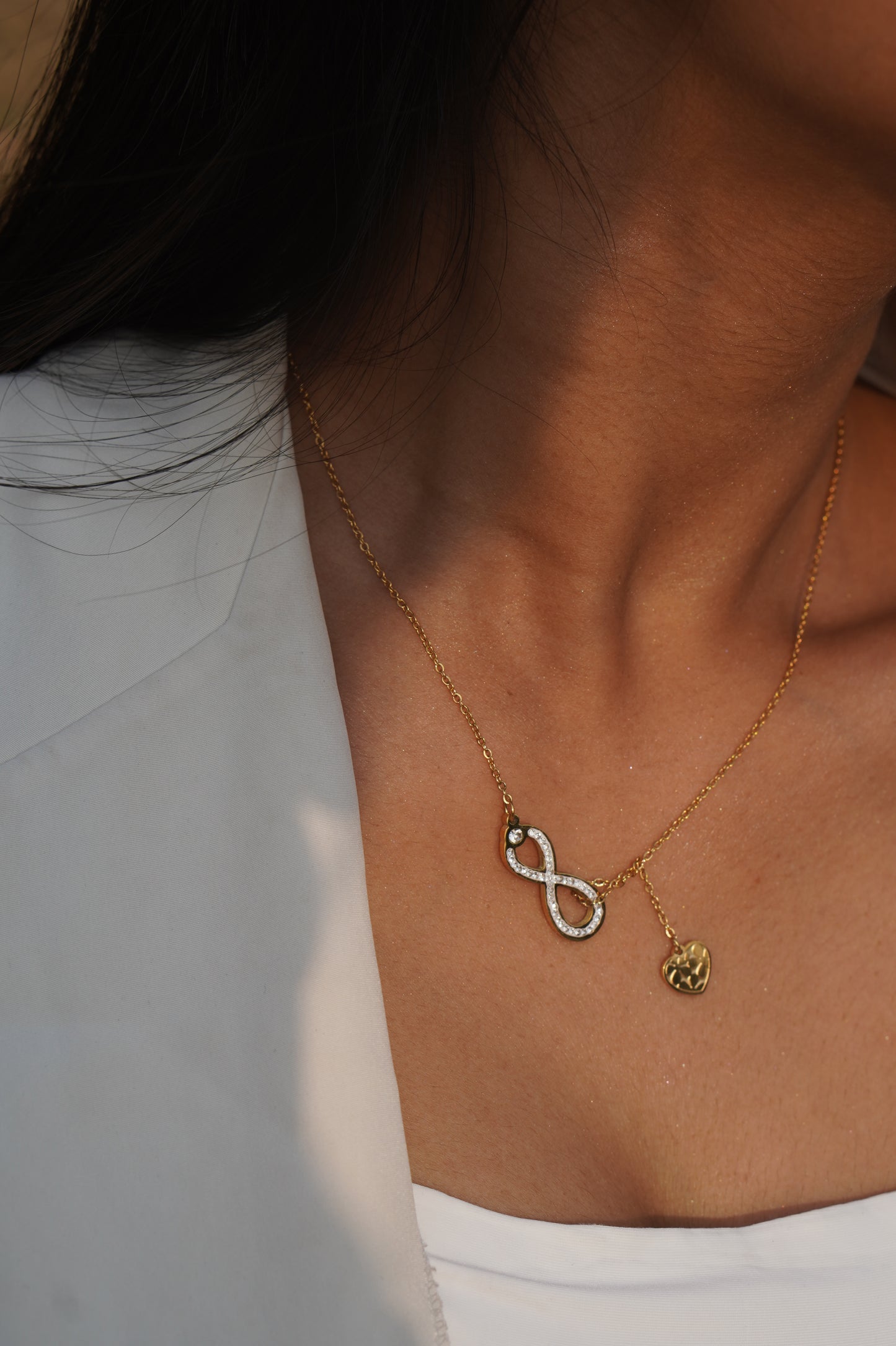 Stainless Steel Infinity Hanging Heart Necklace : Anti Tarnish