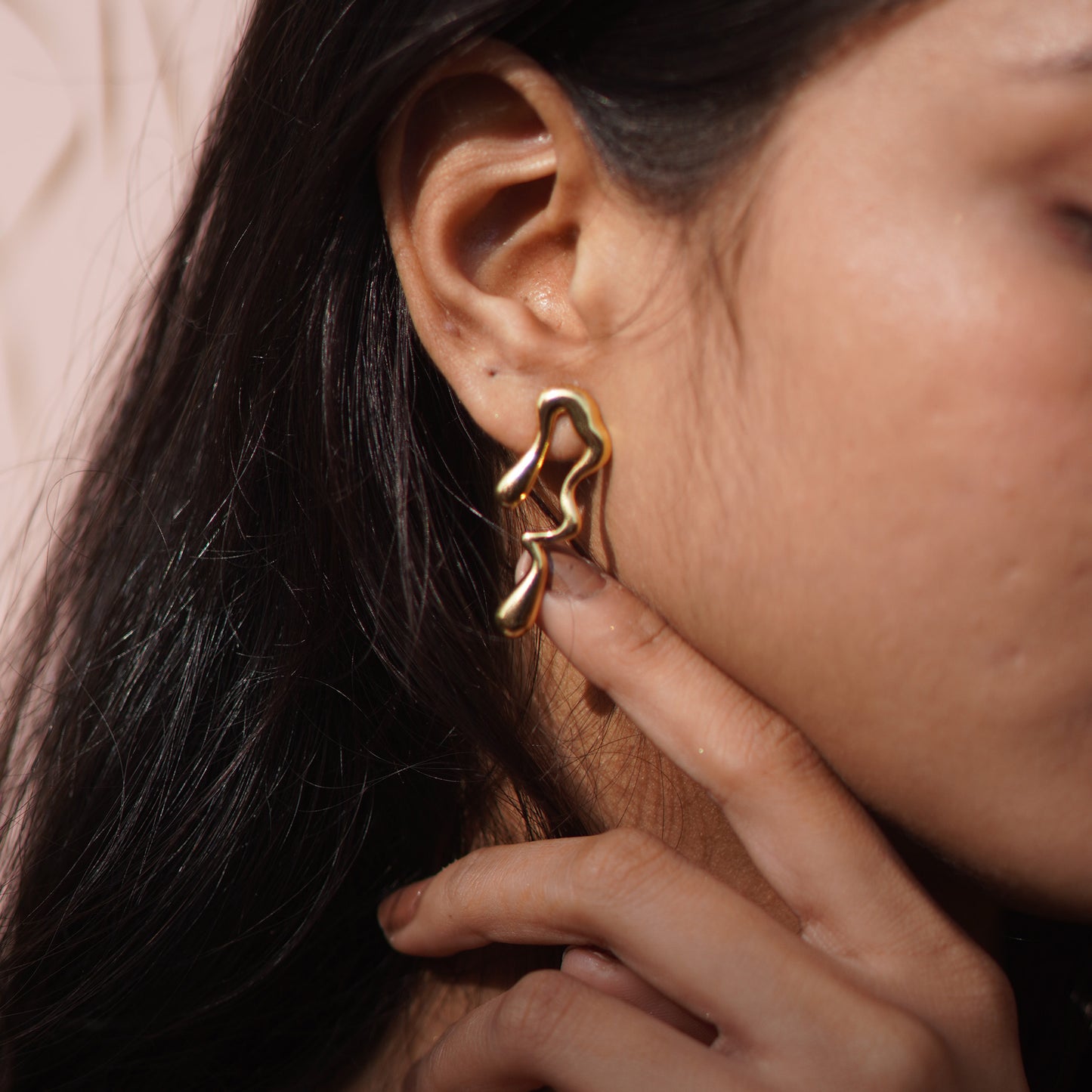 Abstract Melted Gold Earrings - Anti Tarnish - Stellin Moon