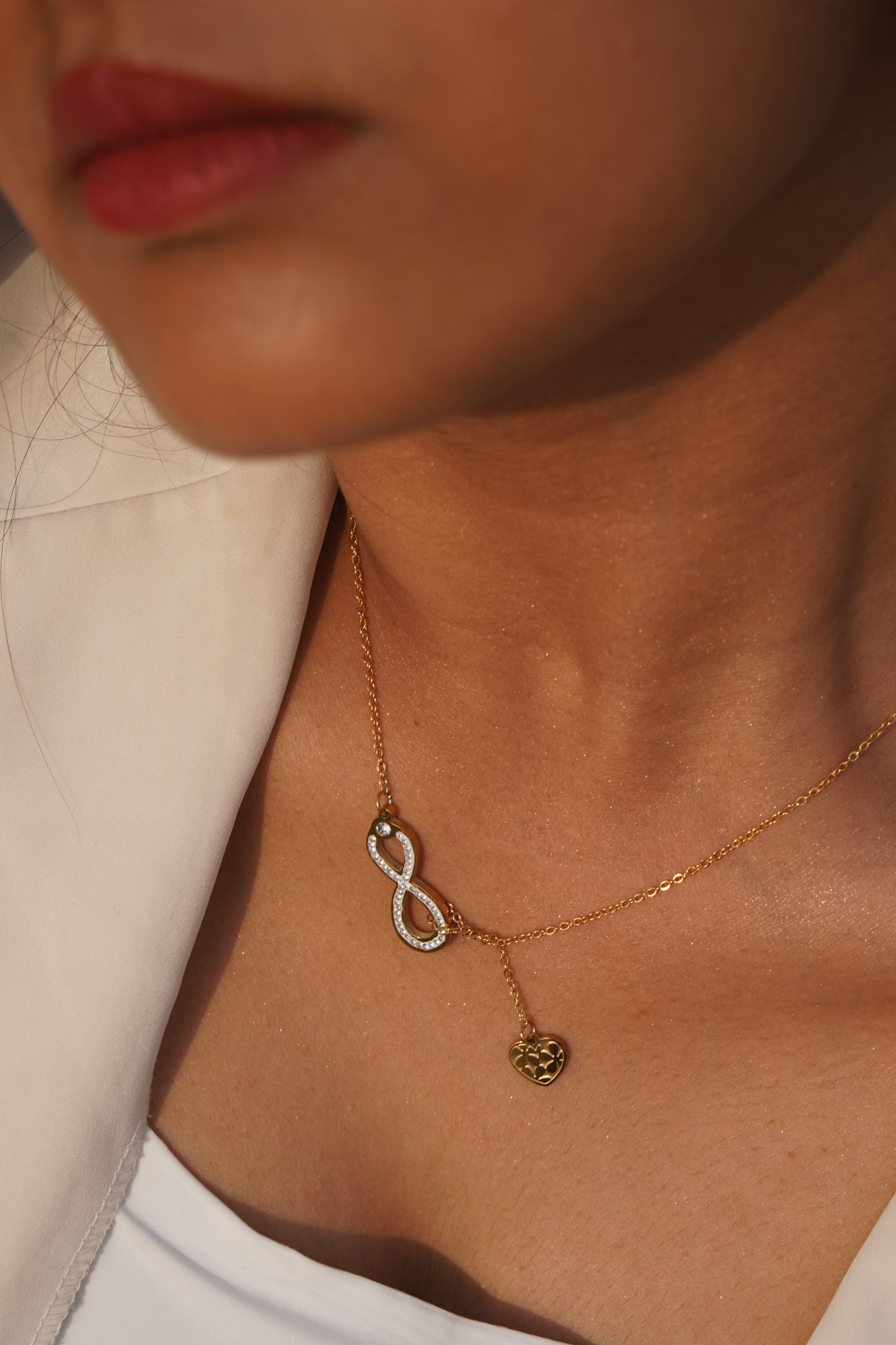 Stainless Steel Infinity Hanging Heart Necklace : Anti Tarnish