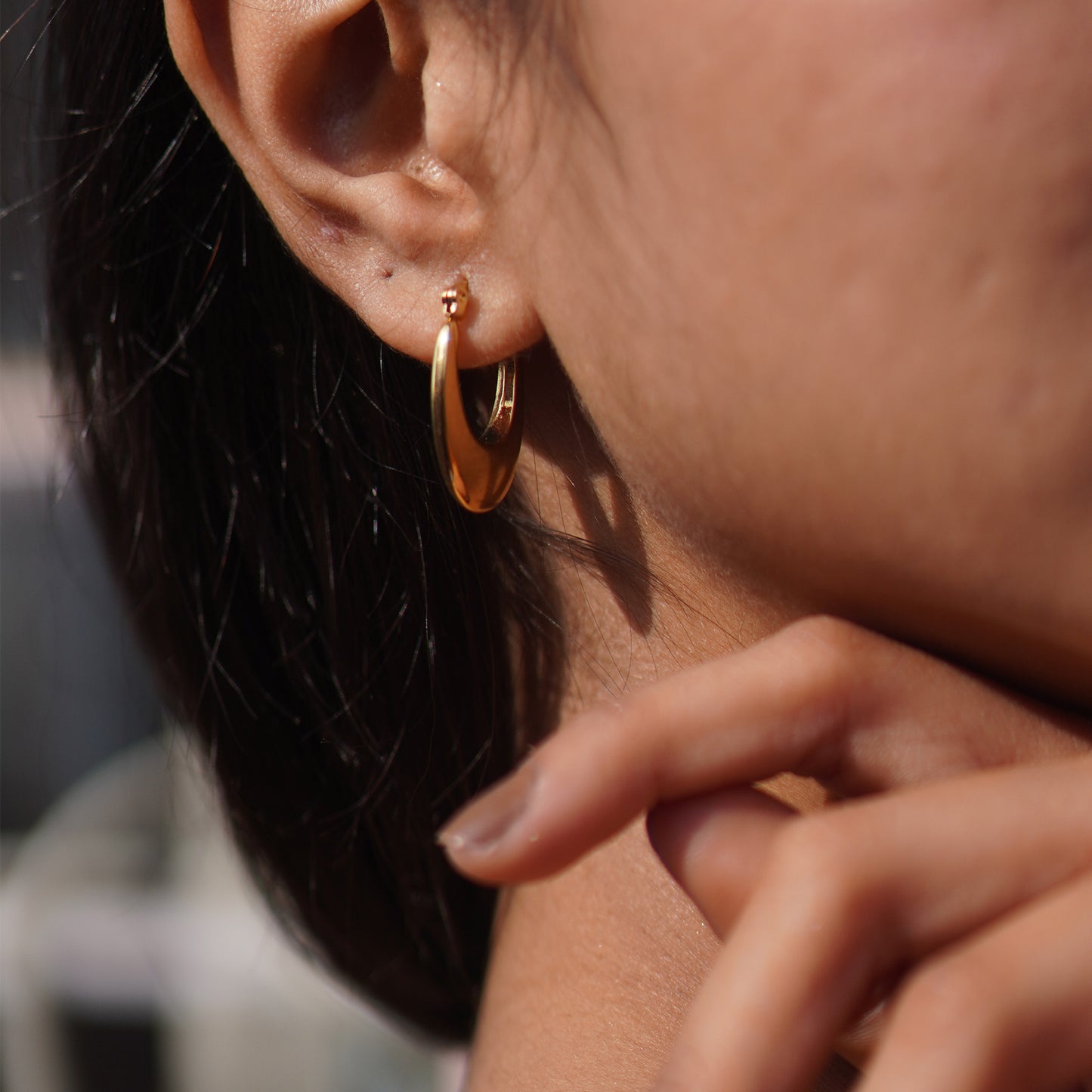 Sleek Gold Teardrop Hoop Earrings- Anti Tarnish - Stellin Moon