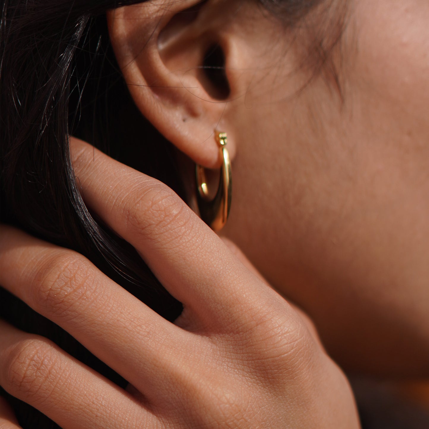Sleek Gold Teardrop Hoop Earrings- Anti Tarnish - Stellin Moon